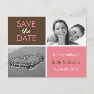 Roze en bruin sparen de Datum Fotokaarten Save The Date