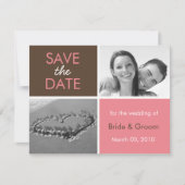 Roze en bruin sparen de Datum Fotokaarten Save The Date (Voorkant)