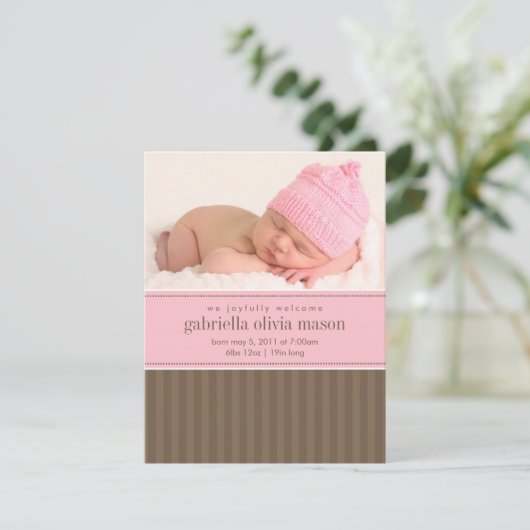 Roze en bruin | Stripes Aankondiging (Staand voorkant)