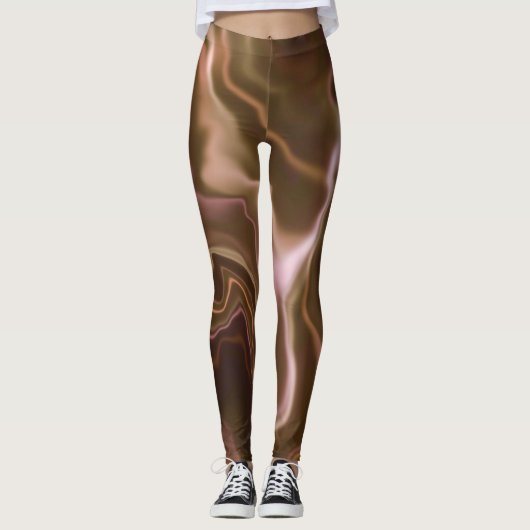 Roze en bruin water met een verfijnde Spandex-Legg Leggings (Voorkant)