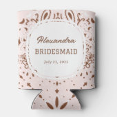 Roze en Bruin Western vrijgezellenfeest Blikjeskoeler (Achterkant)