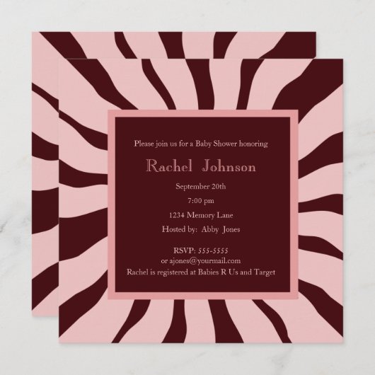 Roze en bruin Zebra Kaart (Voorkant / Achterkant)