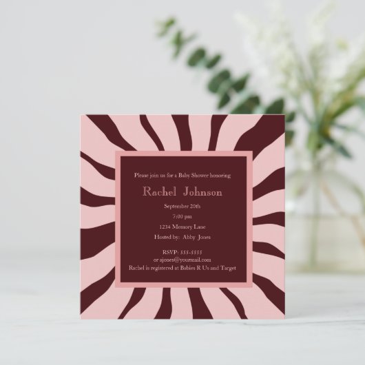 Roze en bruin Zebra Kaart (Staand voorkant)