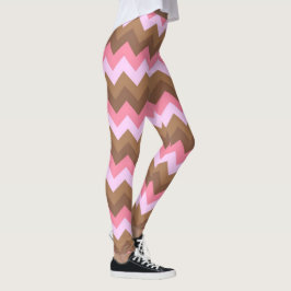 Roze en bruin ZigZag Pattern Leggings
