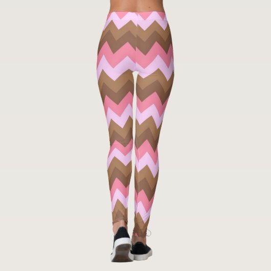 Roze en bruin ZigZag Pattern Leggings (Achterkant)