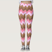 Roze en bruin ZigZag Pattern Leggings (Voorkant)
