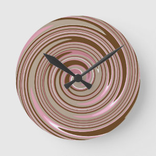 Roze en bruin zwenkpatroon ronde klok