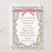 Roze en Bruine Afro-Amerikaanse Baby Girl Shower Kaart (Achterkant)