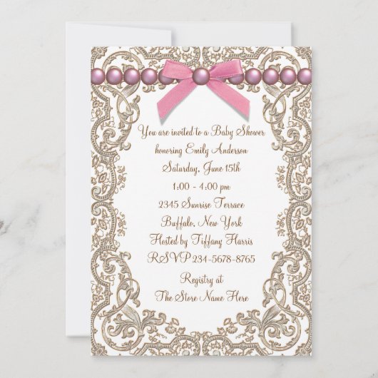 Roze en Bruine Afro-Amerikaanse Baby Girl Shower Kaart (Achterkant)