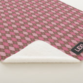 Roze en bruine Argyle Diamonds met initialen / naa Sherpa Deken (3/4)