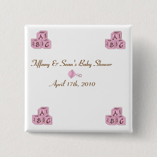 Roze en bruine Baby Blokken Vierkante Button 5,1 Cm