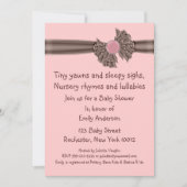 Roze en bruine baby douche uitnodigingen (Voorkant)