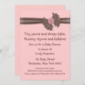 Roze en bruine baby douche uitnodigingen (Voorkant / Achterkant)