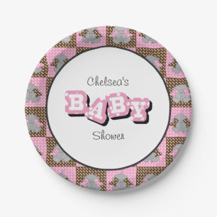 Roze en bruine Baby elephants   Personaliseren Papieren Bordje