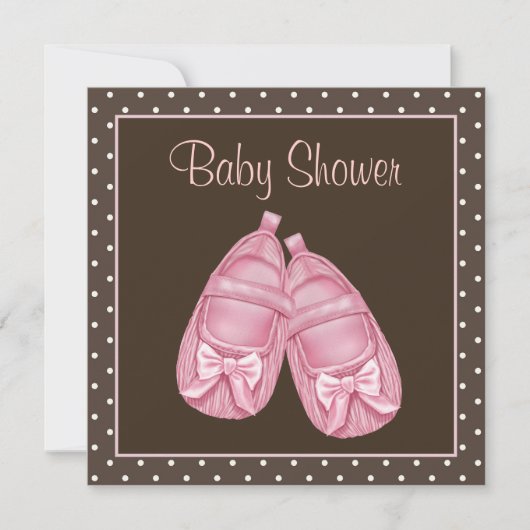 Roze en Bruine Baby Girl Shower Kaart (Voorkant)