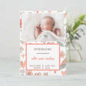 Roze en bruine Baby Kaart (Staand voorkant)