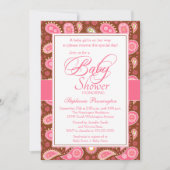 Roze en bruine baby shower kaart (Voorkant)