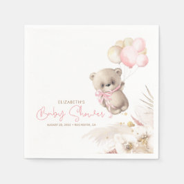 Roze en bruine Baby shower van Teddy Bear Servet
