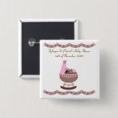 roze en bruine Baby shower Vierkante Button 5,1 Cm (Voorkant /achterkant)