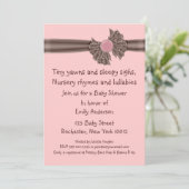 Roze en bruine babyshower uitnodigingen (Staand voorkant)