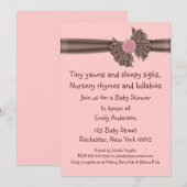 Roze en bruine babyshower uitnodigingen (Voorkant / Achterkant)