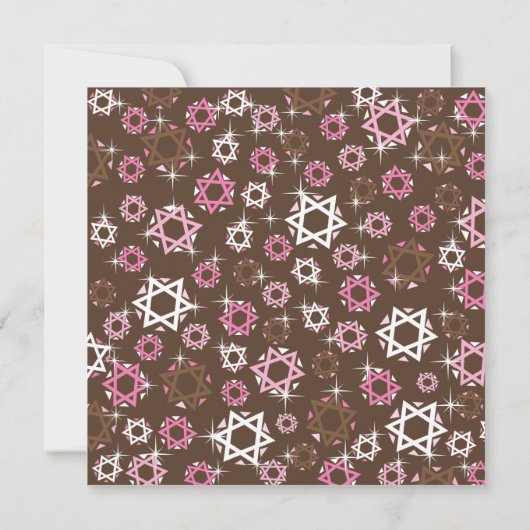 Roze en bruine bat Mitzvah Uitnodiging of Partij (Achterkant)