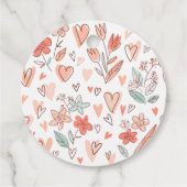 Roze en Bruine Bloemen Hart Dank U Bedankjes Labels (Achterkant)