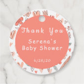 Roze en Bruine Bloemen Hart Dank U Bedankjes Labels (Voorkant)