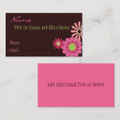 Roze en bruine bloemen mammikaart contactkaartje (Voorkant / Achterkant)