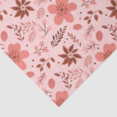 Roze en bruine bloemen verlaten Kerstmis Tissuepapier (Detail)