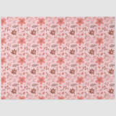 Roze en bruine bloemen verlaten Kerstmis Tissuepapier (Voorkant)