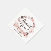 Roze en Bruine Bloemenkrans Trouwen Dank u Servet (Hoek)