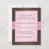 Roze en bruine bloemige verbonden harten RSVP kaar (Achterkant)