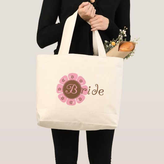 Roze en bruine bloemkool overhemden en cadeaus grote tote bag (Voorkant (product))