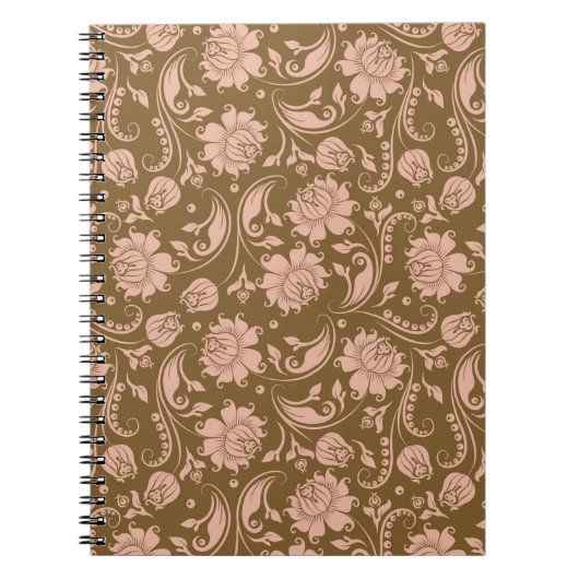 Roze en bruine bloempatroon notitieboek (Voorkant)