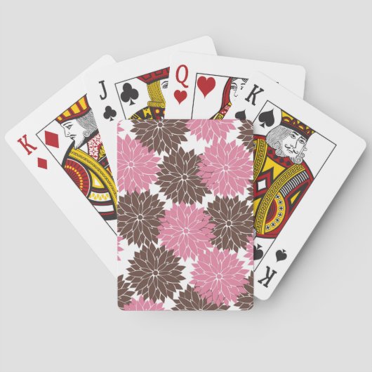 roze en bruine bloesems Floral print Speelkaarten (Achterkant)