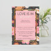 Roze en Bruine Boho Bloemen Brida Douche Kaart (Staand voorkant)