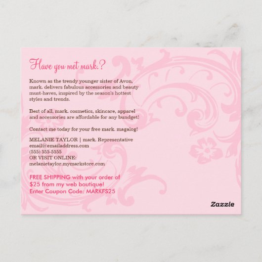 Roze en bruine Briefkaart (Achterkant)