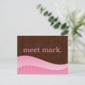 Roze en bruine Briefkaart (Staand voorkant)