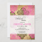 -roze en bruine-bruiloft repetitie kaart (Voorkant)