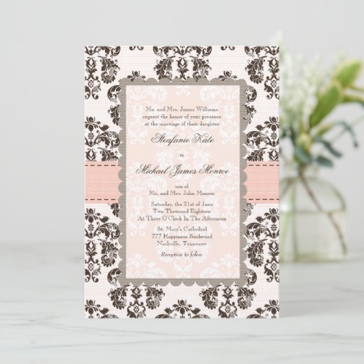 Roze en bruine bruine bruinvrouwen-weddenschappen kaart (Staand voorkant)