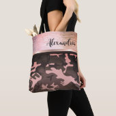 Roze en bruine Camo Shimmery Chic-Canvas tas (Dichtbij)