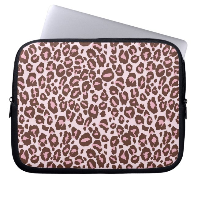 Roze en bruine Cheetah Print Laptop Sleeve (Voorkant)