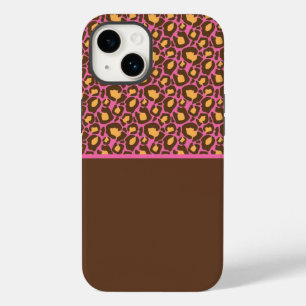 Roze en bruine Cheetah telefoontas Case-Mate iPhone 14 Hoesje