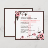 Roze en bruine Cherry Blossom Communitation Kaart (Voorkant / Achterkant)