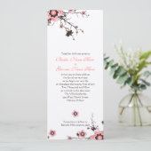Roze en bruine Cherry Blossom Wedding Invite Kaart (Staand voorkant)