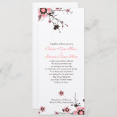Roze en bruine Cherry Blossom Wedding Invite Kaart (Voorkant / Achterkant)