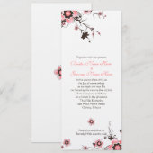 Roze en bruine Cherry Blossom Wedding Invite Kaart (Voorkant / Achterkant)
