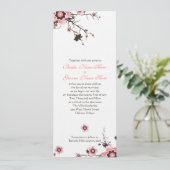 Roze en bruine Cherry Blossom Wedding Invite Kaart (Staand voorkant)