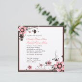 Roze en bruine Cherry Blossom Wedding Uitnodiging (Staand voorkant)